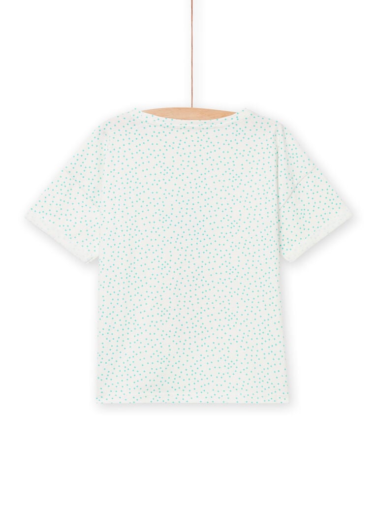 T-shirt manches courtes écru et bleu enfant fille