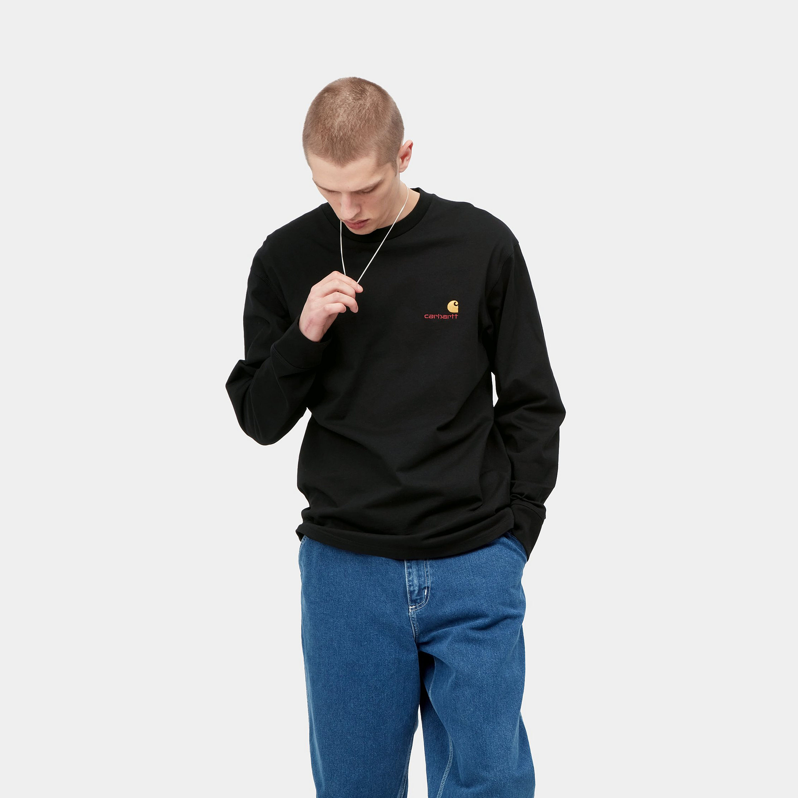 Carhartt WIP LS American Script T Shirt Natural