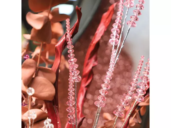 Branche de Fleurs «Cristal» en verre rose 90 cm
