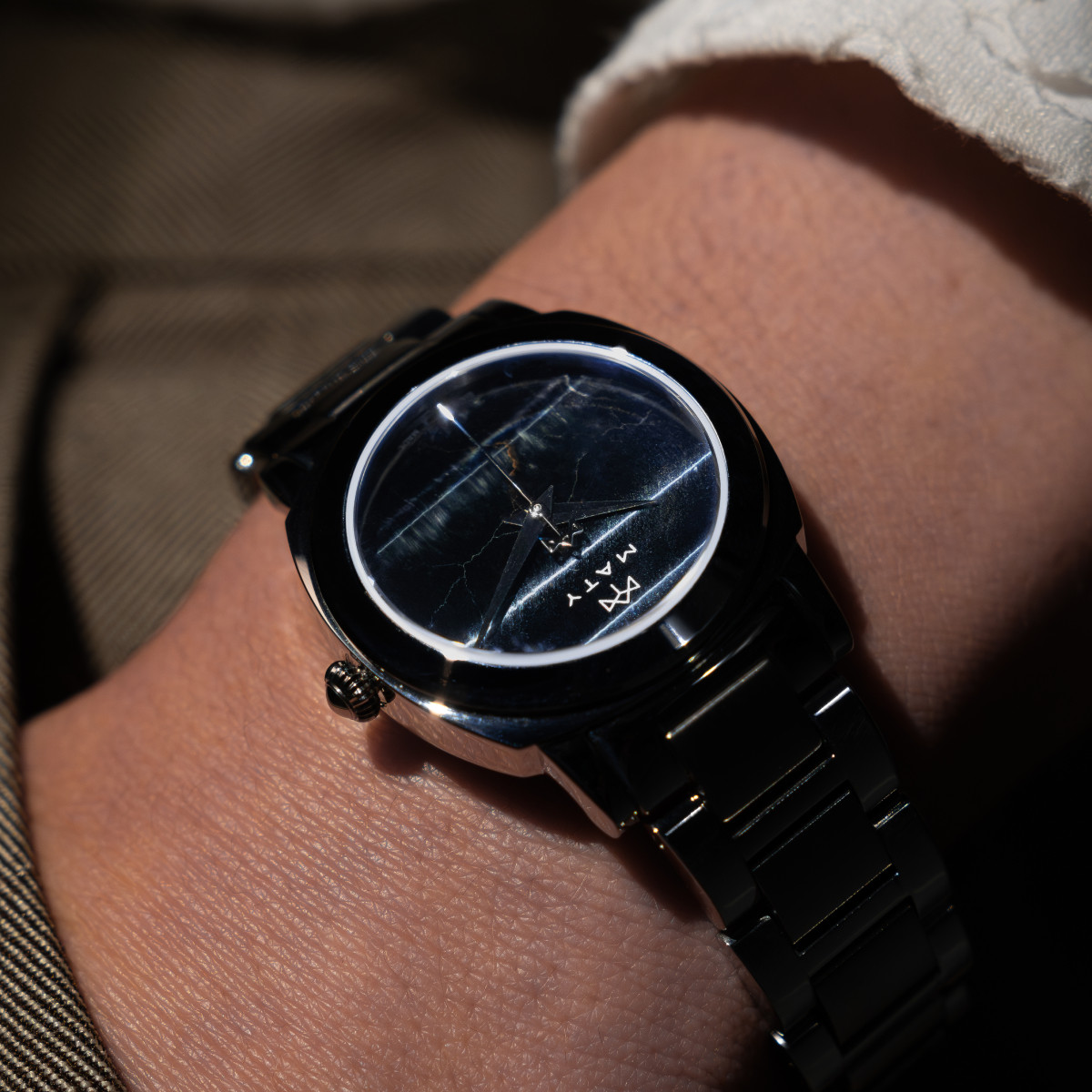 Montre MATY GM cadran Lapis Lazuli bracelet acier