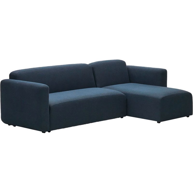 Canapé modulable Neom 3 places méridienne droite/gauche tissu structuré bleu 263 cm
