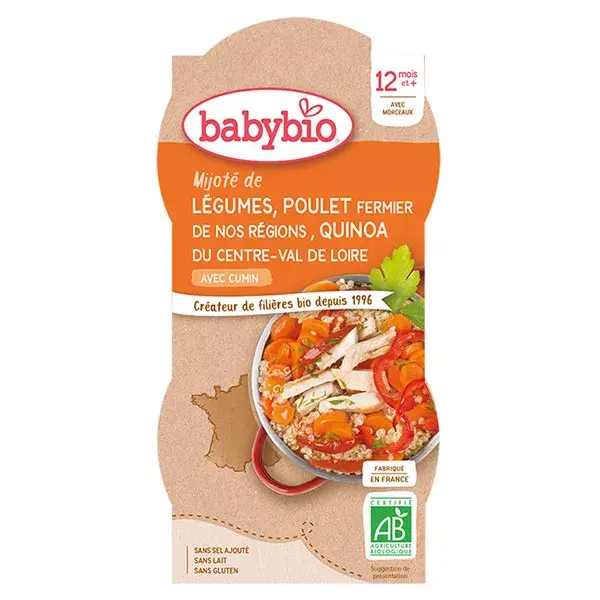 Babybio Ensopado Orgânico de Frango e Quinoa em Tigela +12 meses 2 x 200g