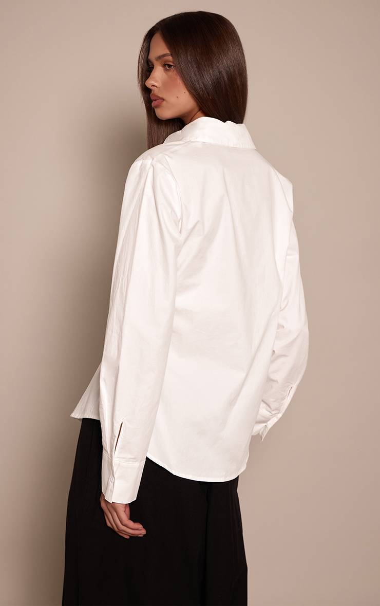 Blanc Chemise Oversize En Coton Avec Détail Drapé Et Finitions Contrastées
