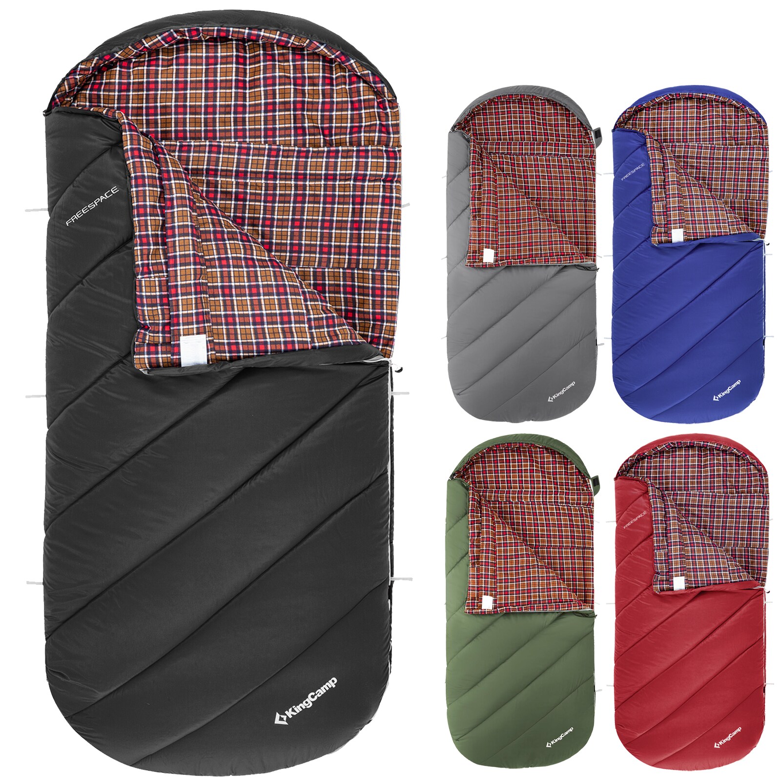 KINGCAMP Deckenschlafsack Freespace 250 Winter Schlafsack Breit Baumwolle -8°C Farbe: black