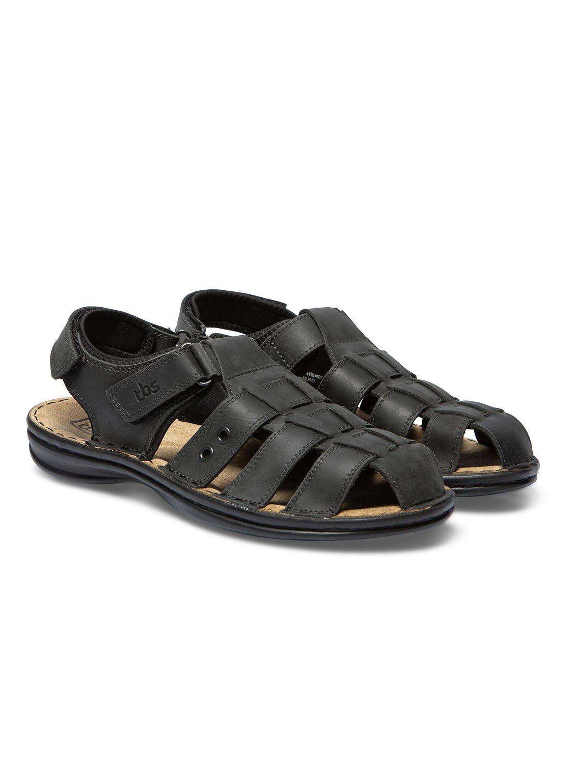 Sandales Homme Dessus Cuir Noir