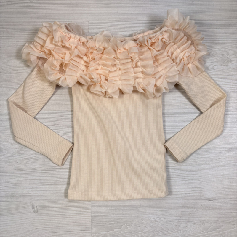 Luxe Ruffle Collar Top - beige