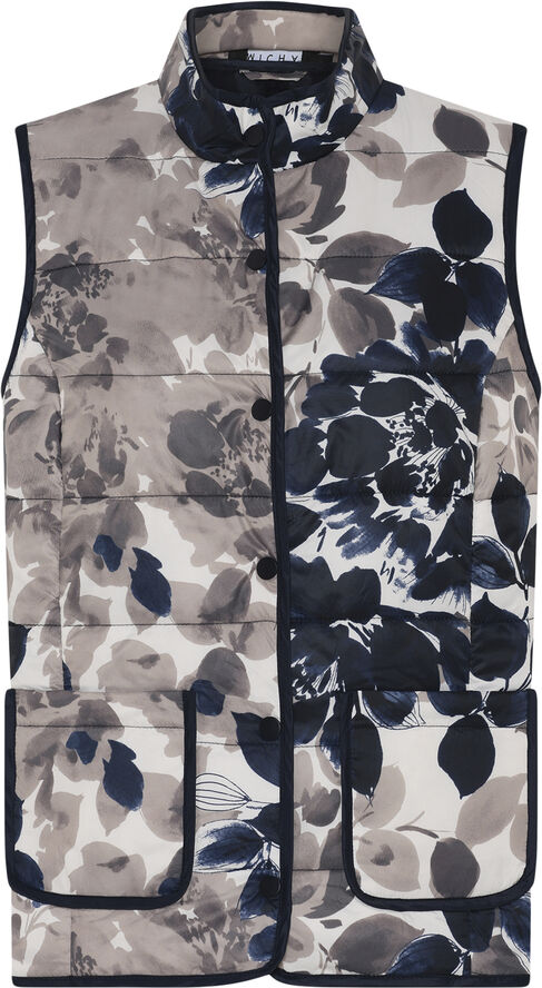 Micha Waistcoat_ Quilt with Print Navy print