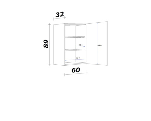 Flex Well wandkast Wito BxDxH 60 x 32 x 89 cm wit mat gedemonteerd scharnier omkeerbaar (links of rechts te monteren)
