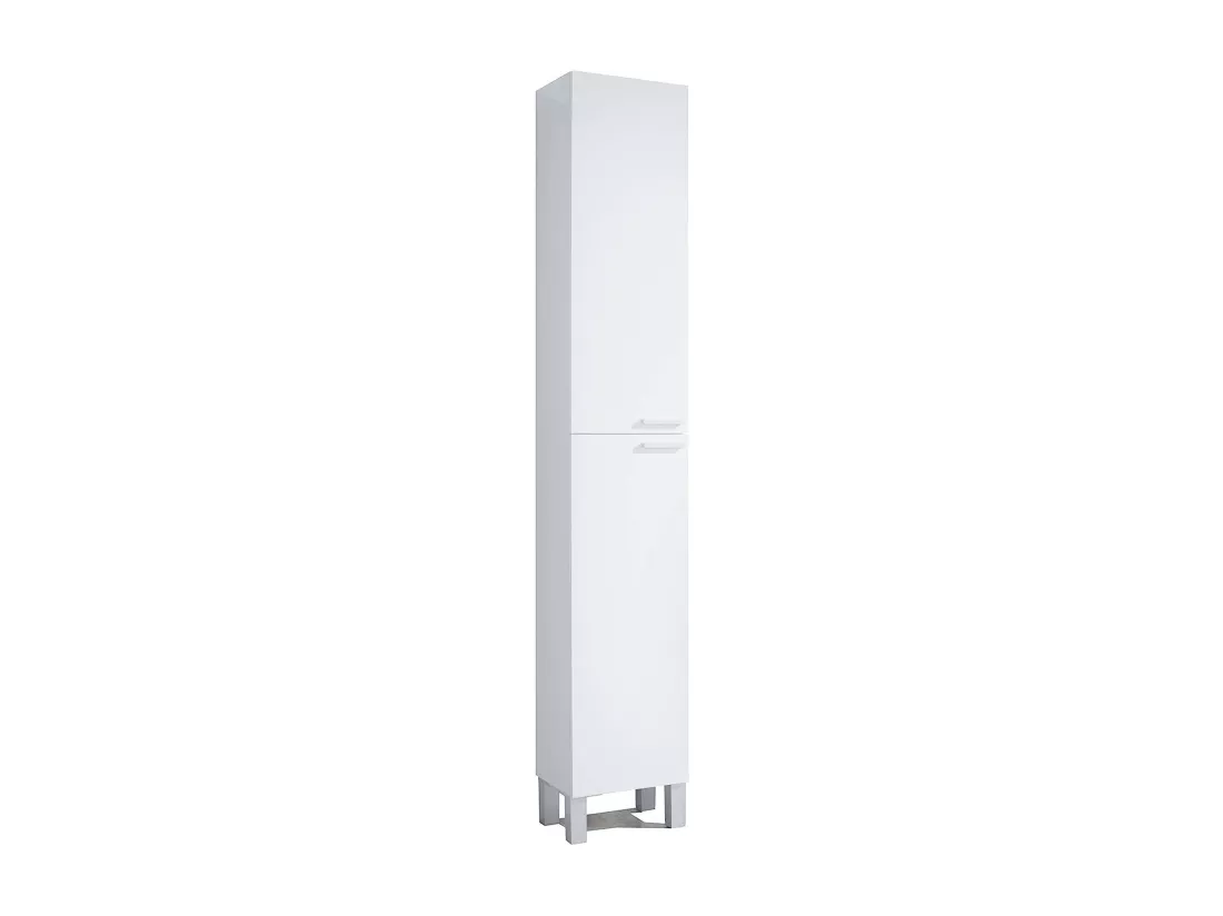 Colonne de salle de bain Dfaropp, Armoire colonne de salle de bain avec 2 portes, Armoire suspendue avec 2 étagères, 30x25h182 cm, Blanc brillant