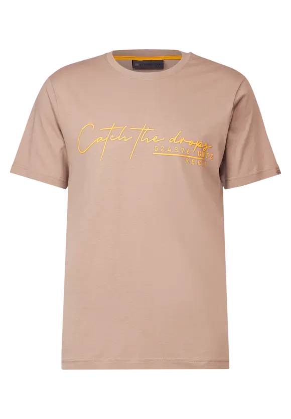 T-Shirt mit gummiertem Print - dull sand