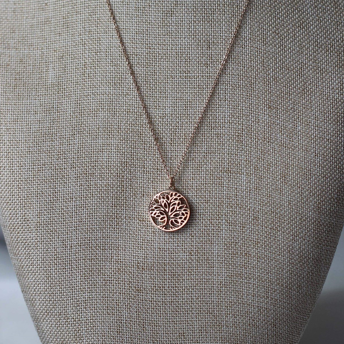 Collier Arbre de vie acier doré rose