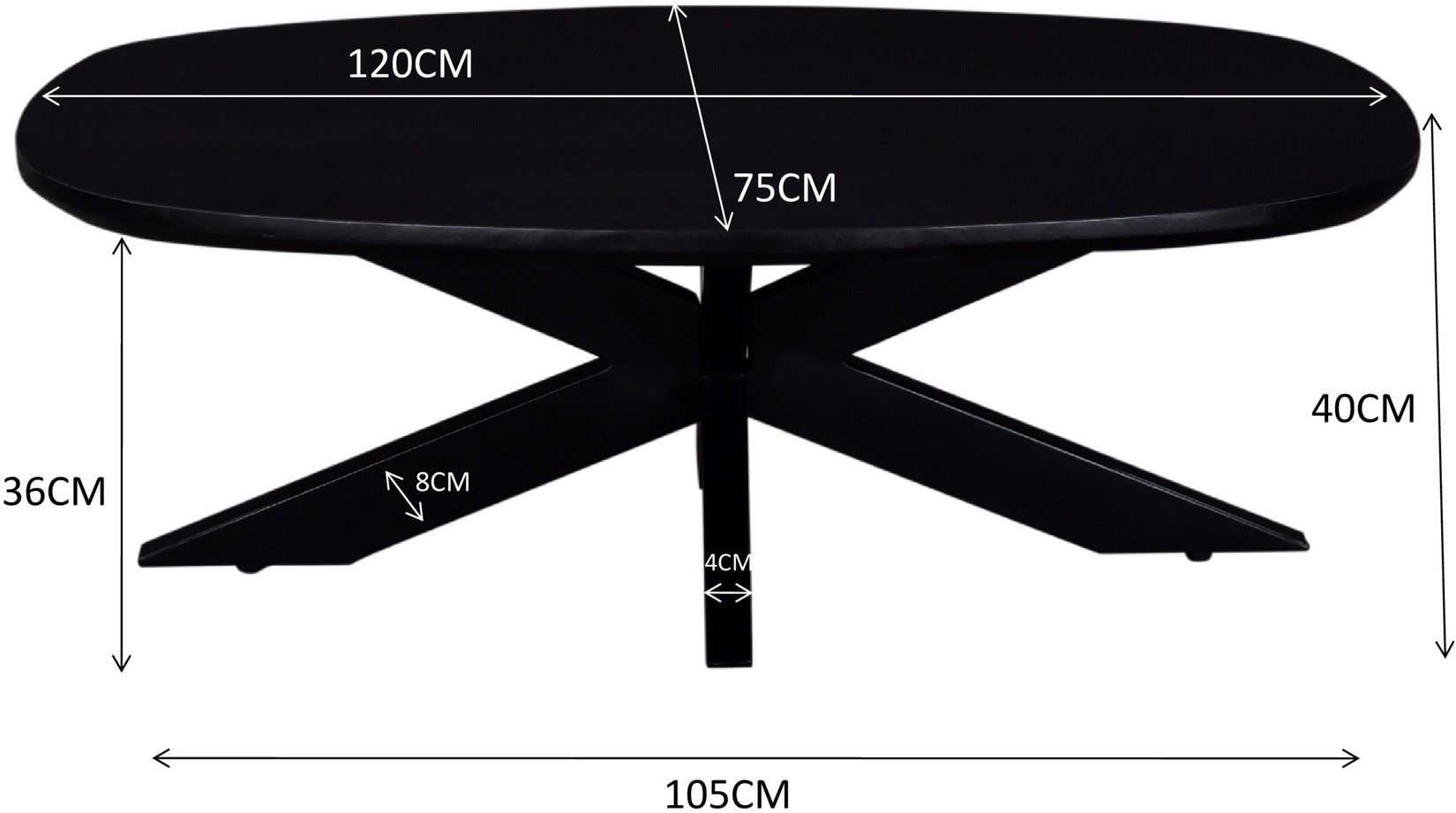 Salontafel Black Jesper B120 x D75 x H40 cm