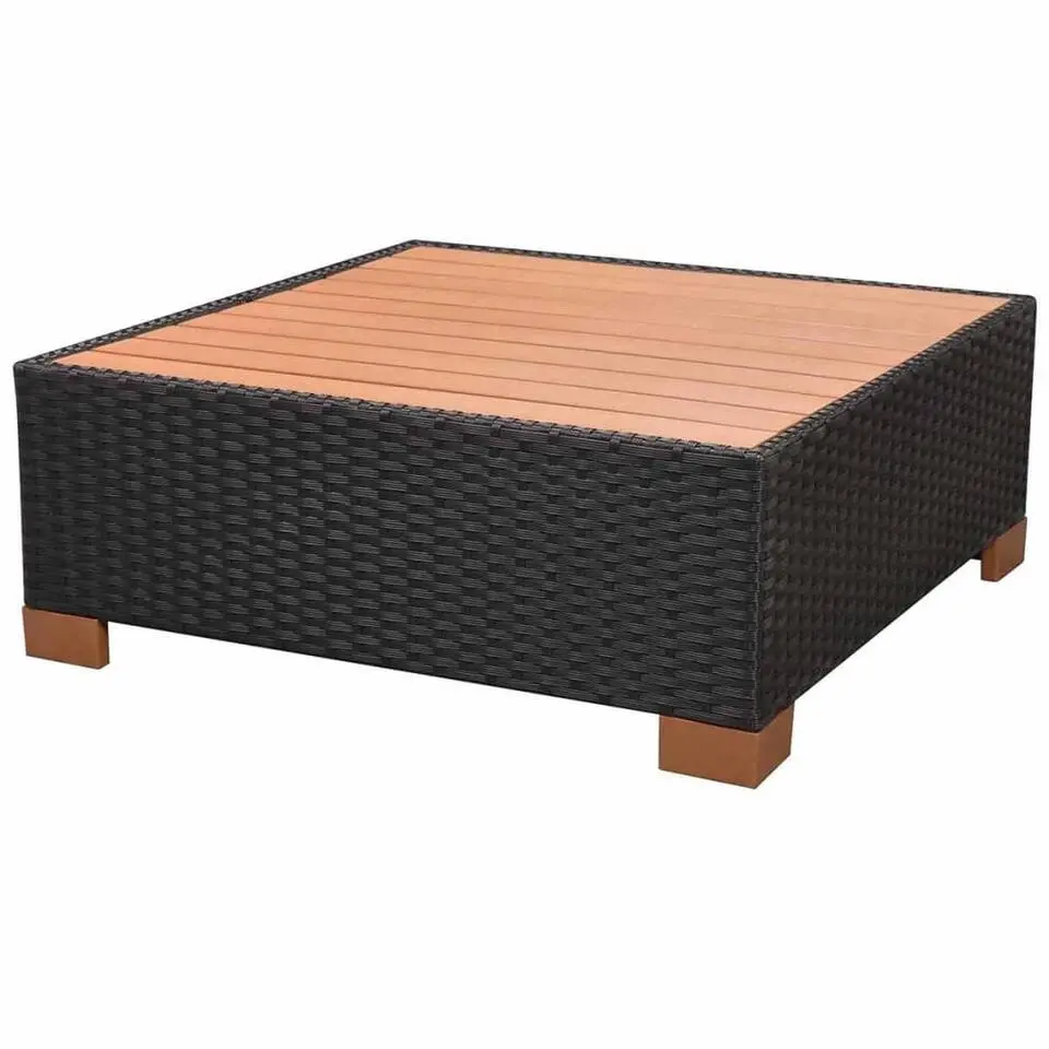 vidaXL - Tuinbank Set - Zwart - Poly rattan
