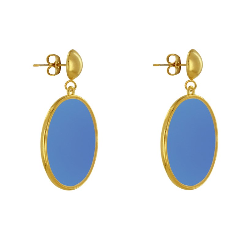 Boucles d'Oreilles Clous Métal Doré Cercle Coloré Translucide