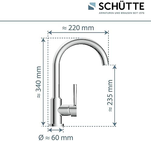 SCHÜTTE Cornwall 79161 Robinet de cuisine pivotant à 360 ° avec mitigeur monocommande Blanc : Bricolage