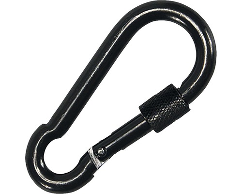 Brandweerkarabijnhaak met schroef 8x80 mm zwart verzinkt