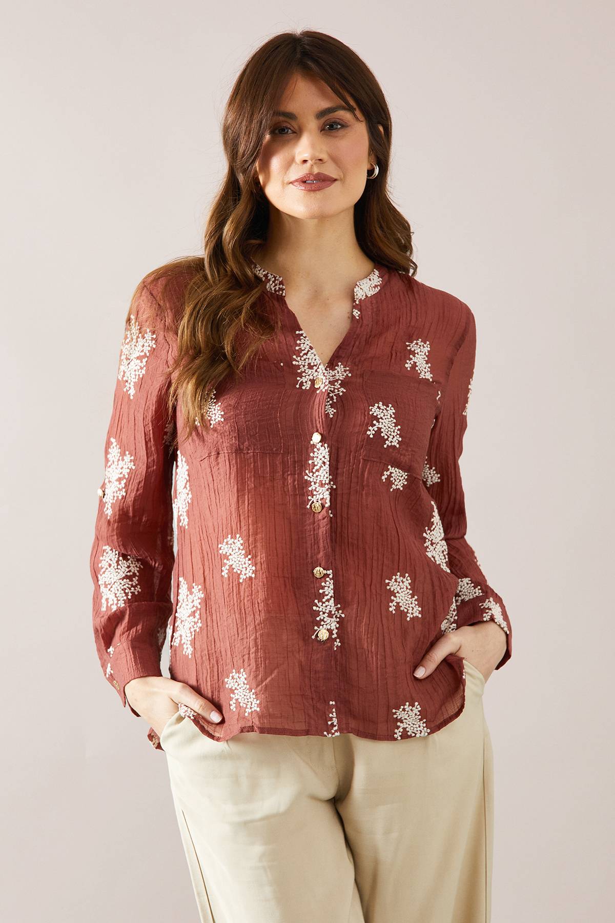 Wallis Chemise Ample Brodée