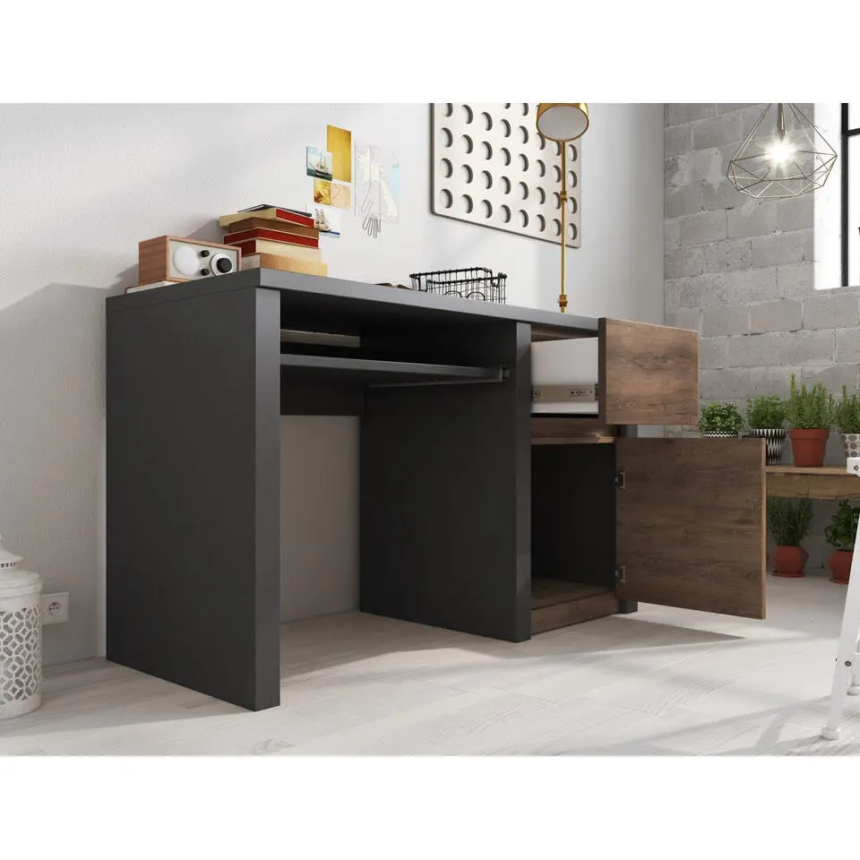 Meubella - Bureau Monaco - Eiken - Grijs - 120 cm