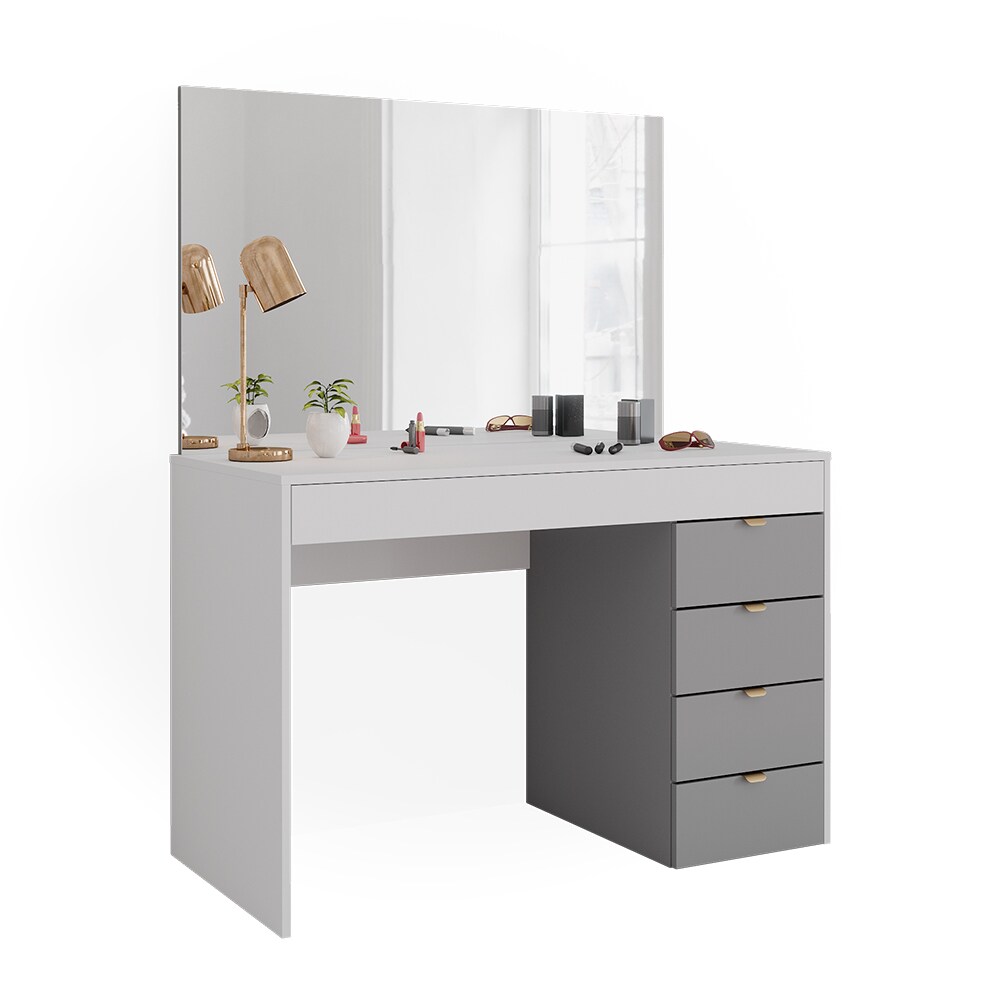 Vicco Schminktisch Elise Weiß Grau 115 x 76 cm modern Frisiertisch Schubladen Spiegel