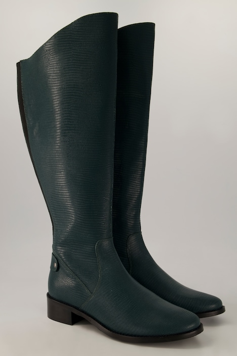 Lederstiefel, XL-Schaft, Schlangenprägung, Weite H