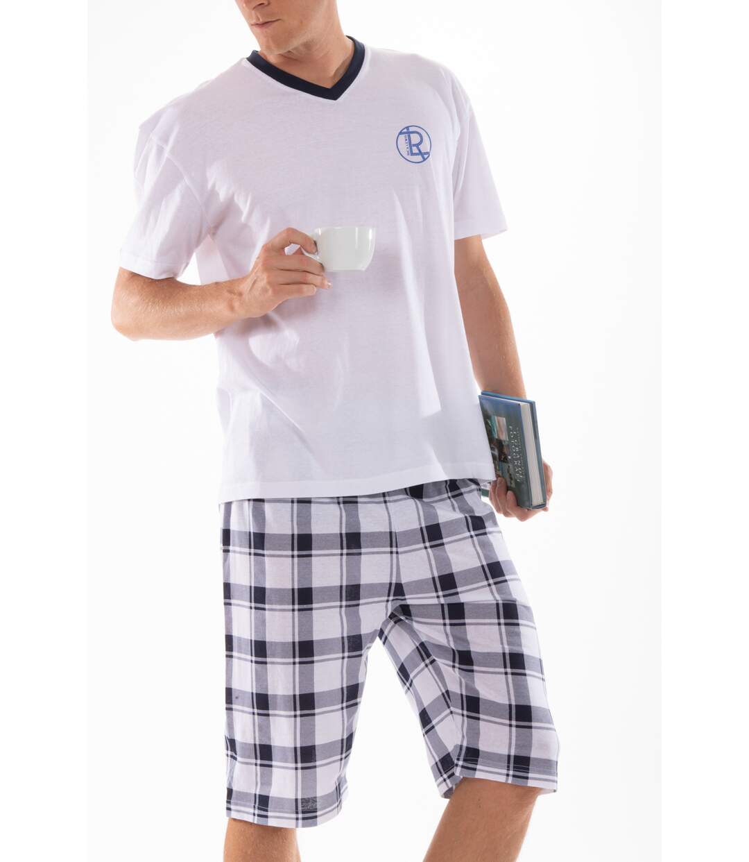 Pyjashort à carreaux colV PYJA3 BLANC