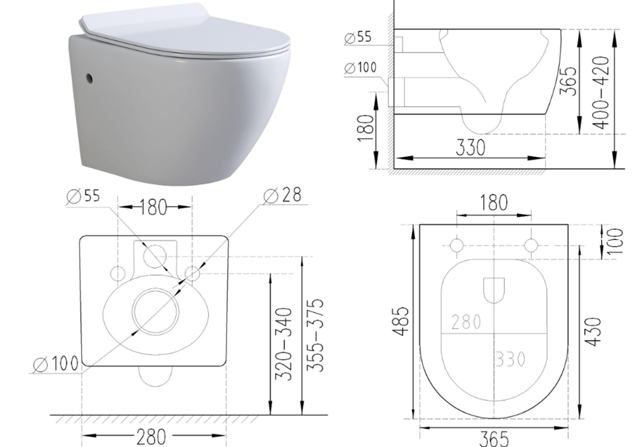 DTG Livorno douche wc met softclose zitting wit glans