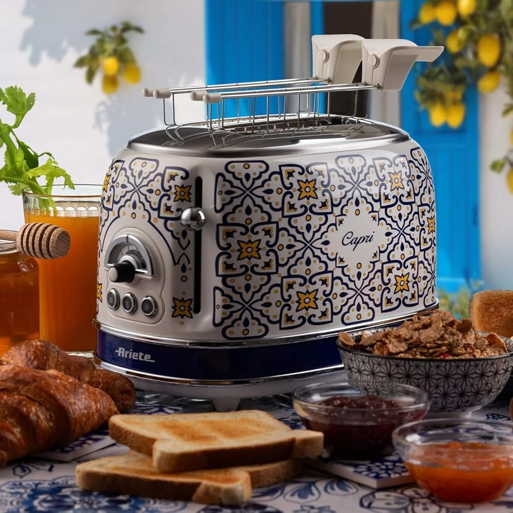 Ariete 155 Grille-pain Capri, 810 W, 2 tranches, 6 niveaux de grillage, plateau ramasse-miettes, fonction défrost, éjection automatique : Cuisine et Maison