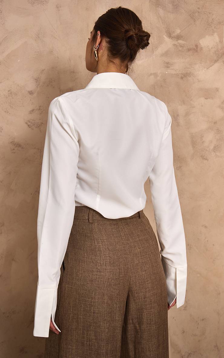 Blanc Chemise Cintrée À Col Surdimensionné Et Boutonnage Plt Label