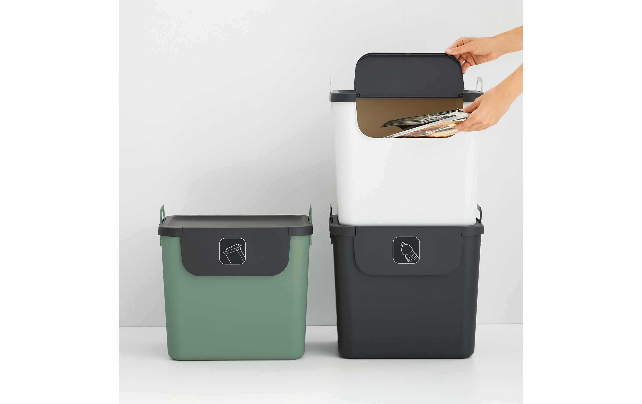 Recyclingbehälter Jive 99.2 l, Grün/Schwarz/Weiss5-teiliges Recycling-Müllsystem