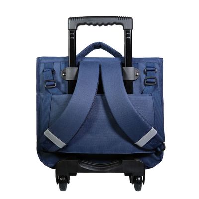 Cartable à roulettes Cybel 38 cm - 2 compartiments - bleu marine et doré - Bagtrotter