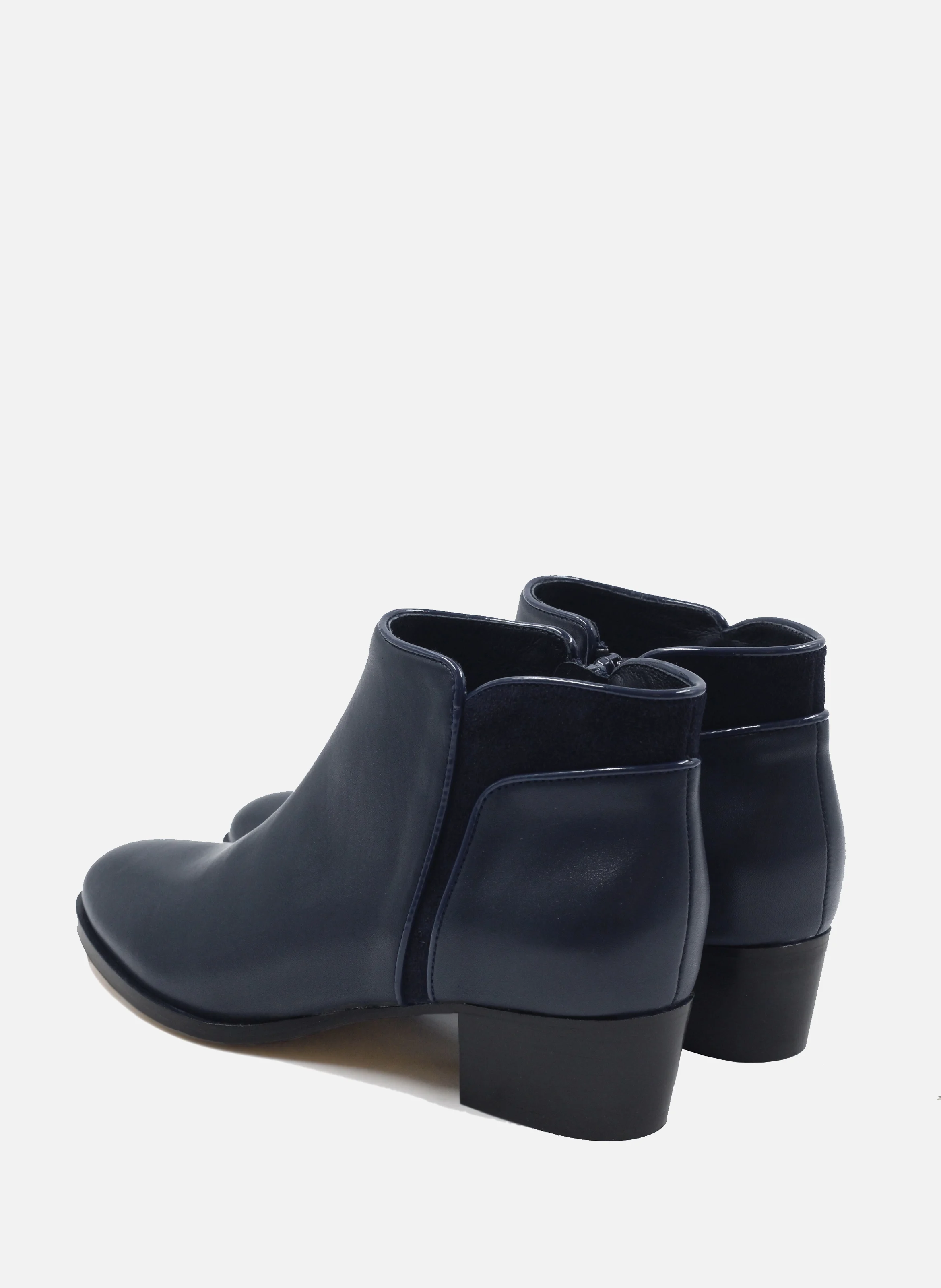 Bottine moyen talon cuir lisse | Bleu