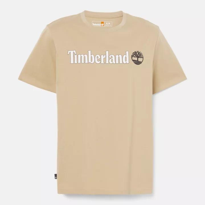 T-shirt à logo linéaire pour homme en beige