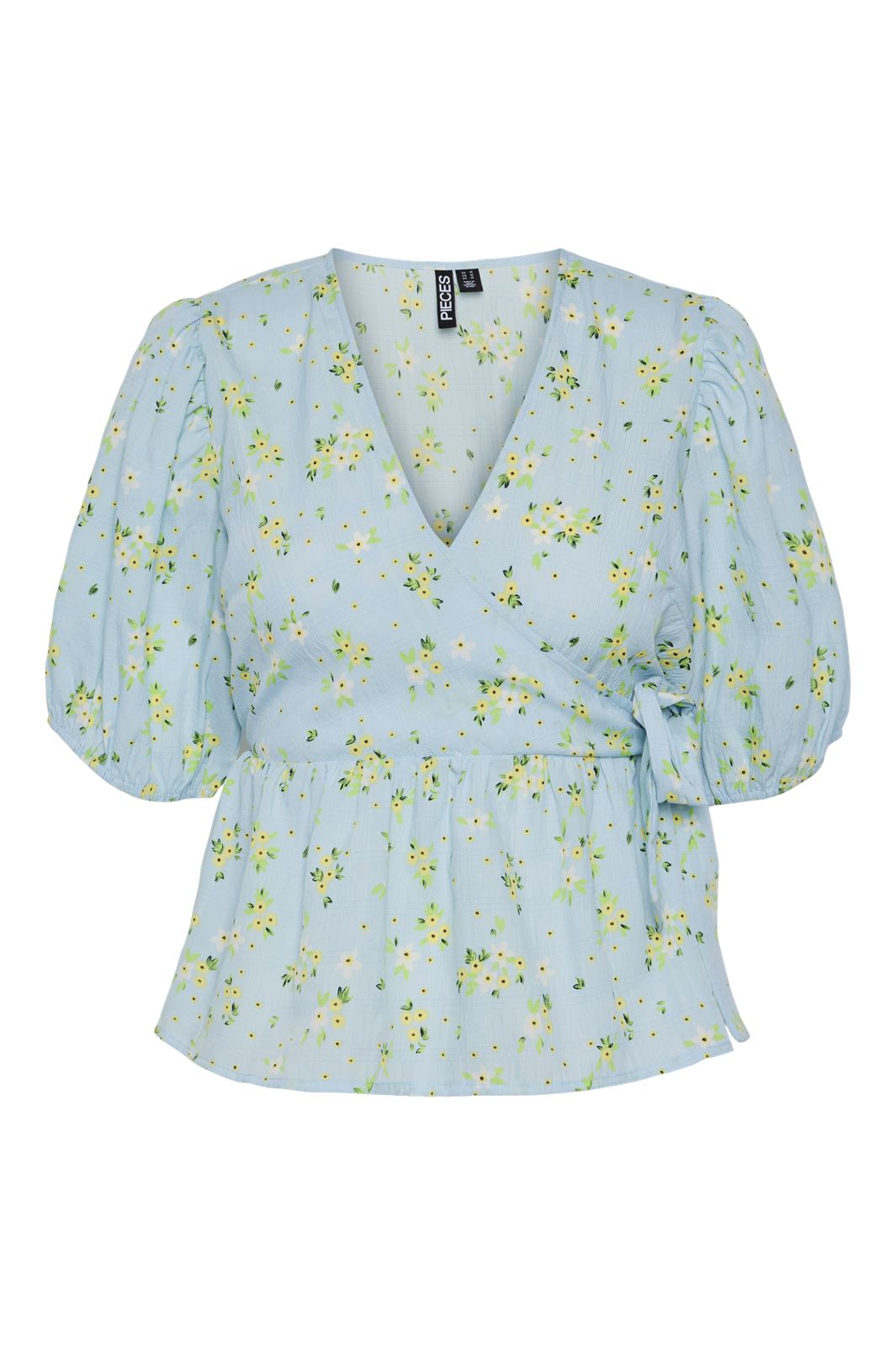 Pieces Pcstella Ss V-Neck Wrap Top 4625025 nantucket breeze white flower
