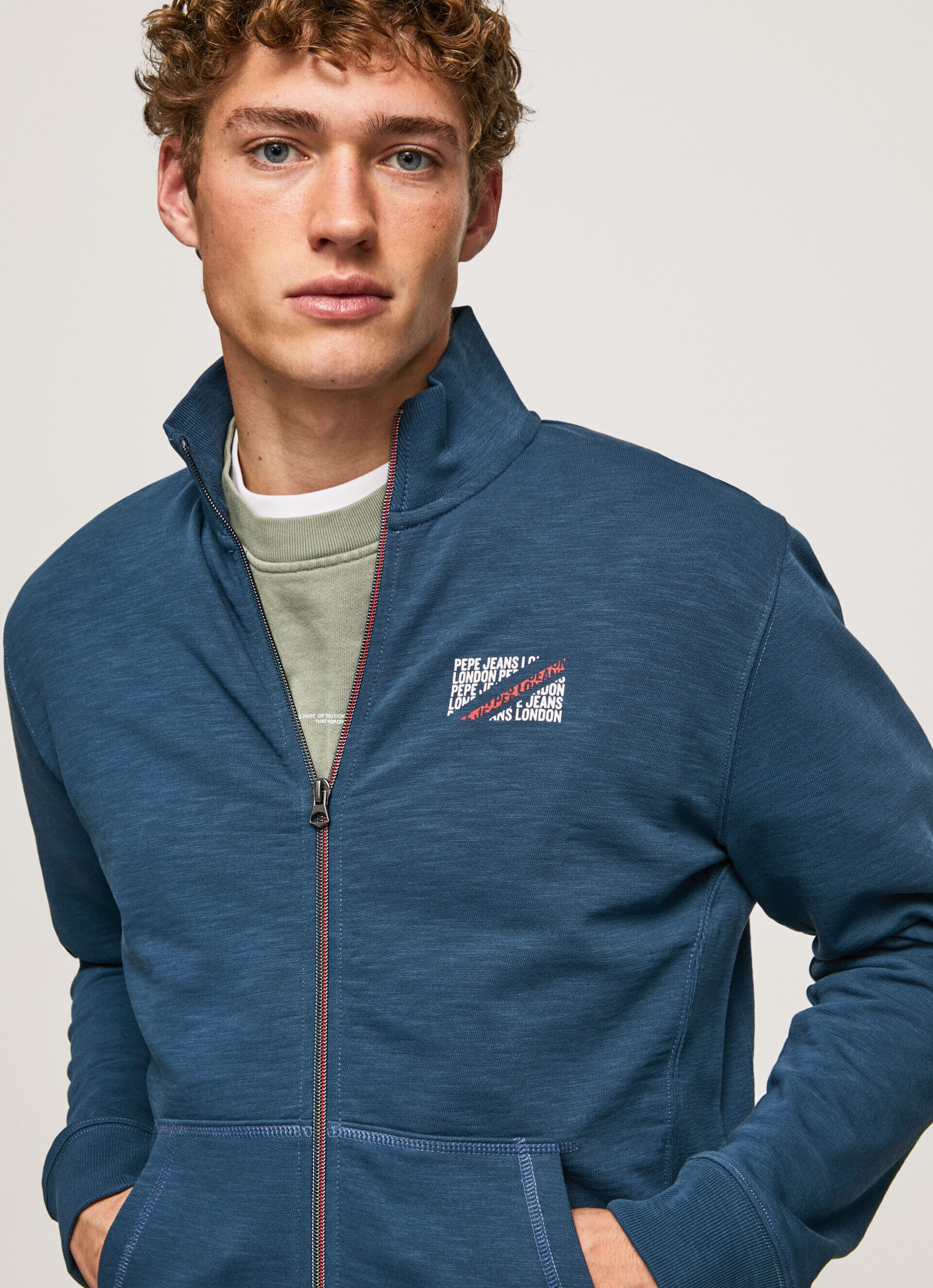 JAQUETA ESPORTIVA DE GOLA ALTA - Azul Jarman