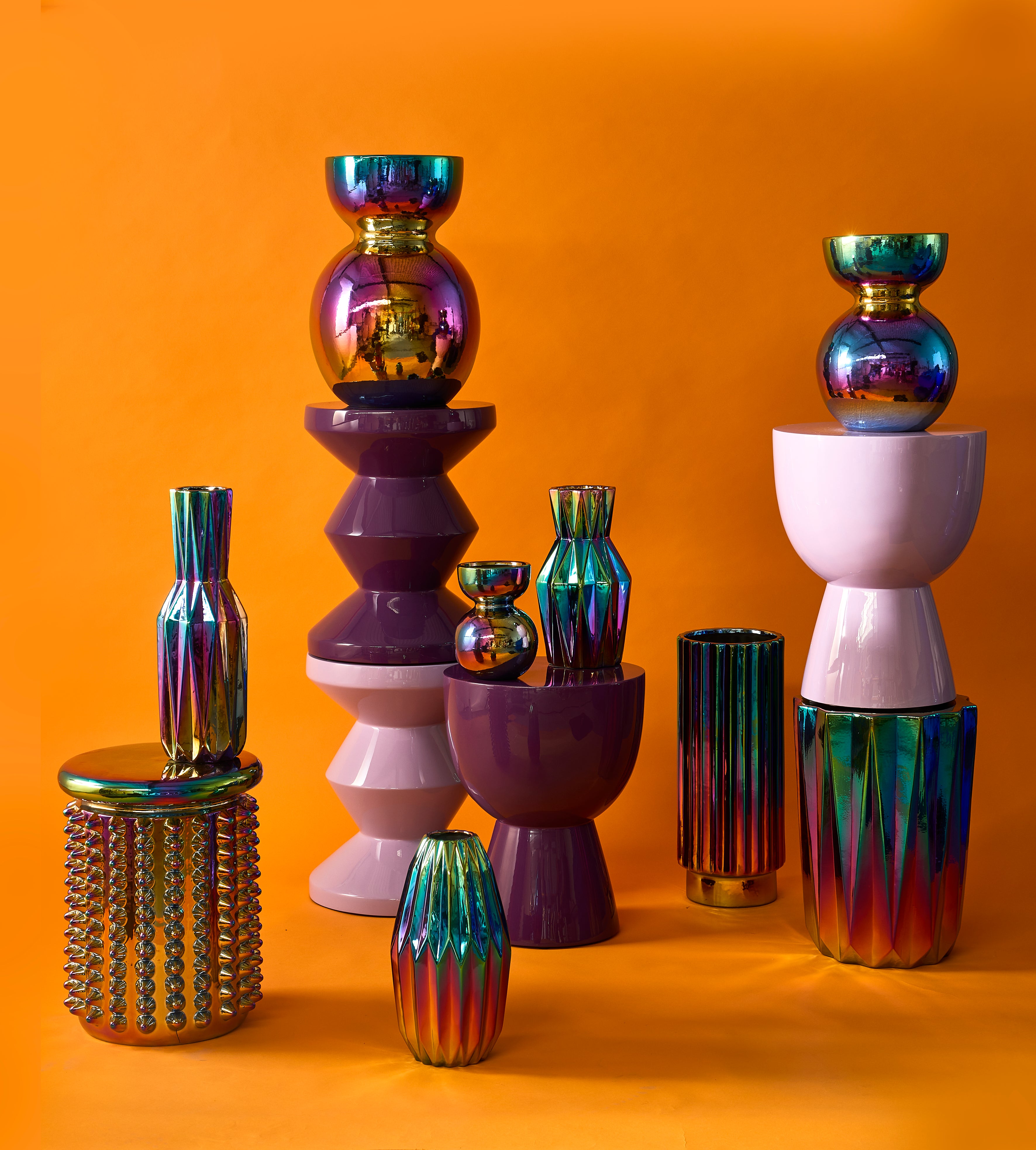 POLSPOTTEN  Oily Folds vase, M - multi