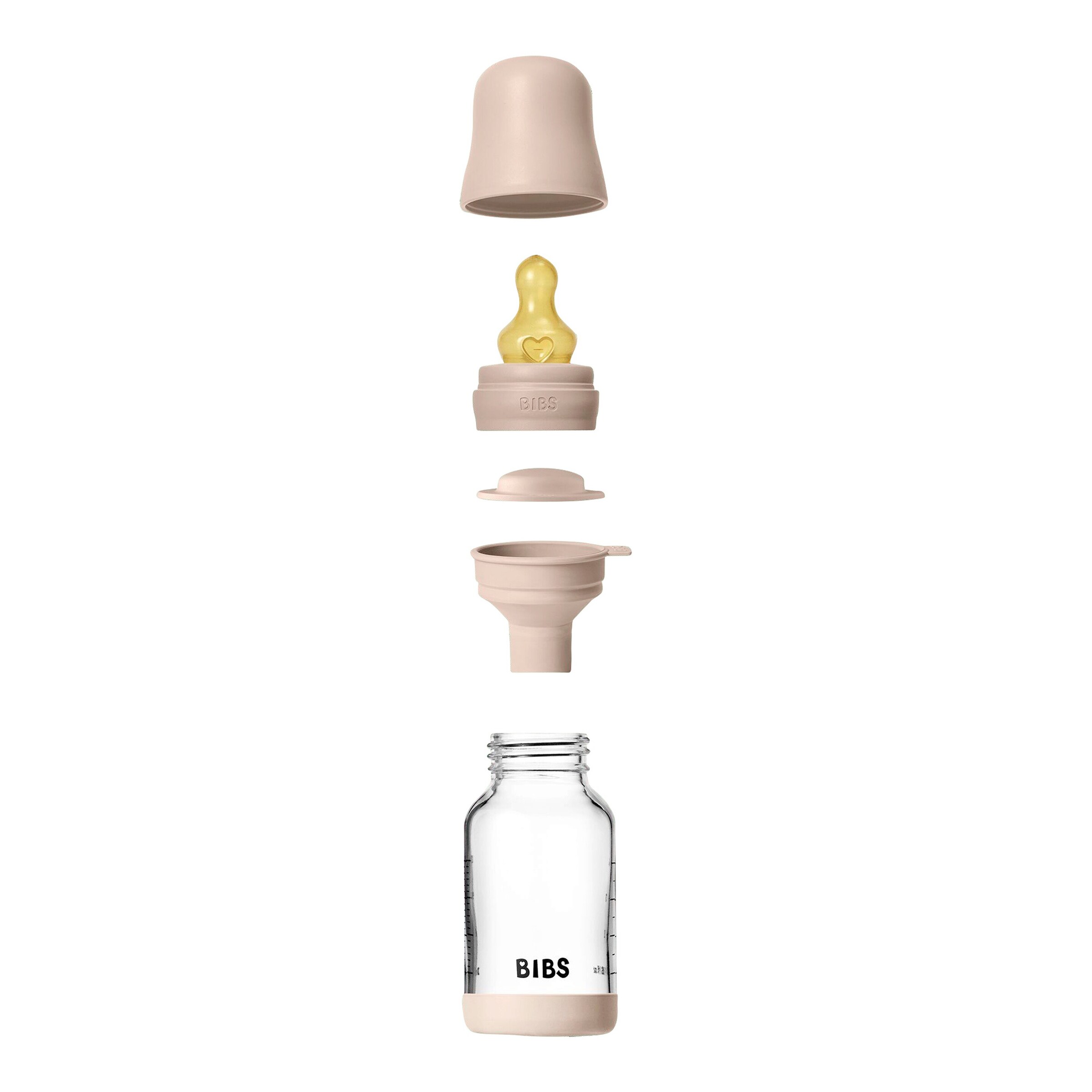 BIBS Babyflasche aus Glas, 110 ml, ab 0M blush