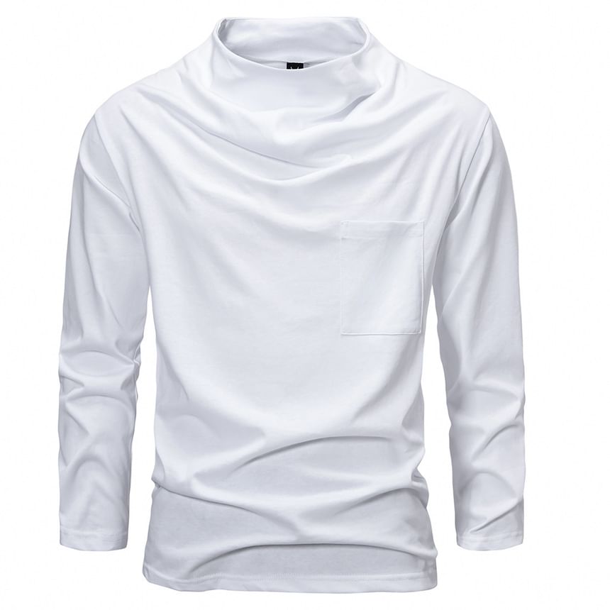 Blueforce - T-shirt met lange mouwen en mockneck, effen zakje en detail