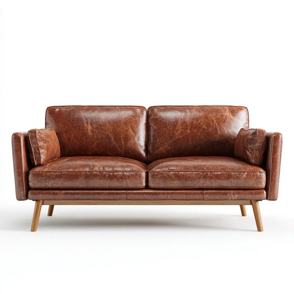 2-Sitzer-Sofa Leder 140x80x85 cm - Braun - Klassisches Design