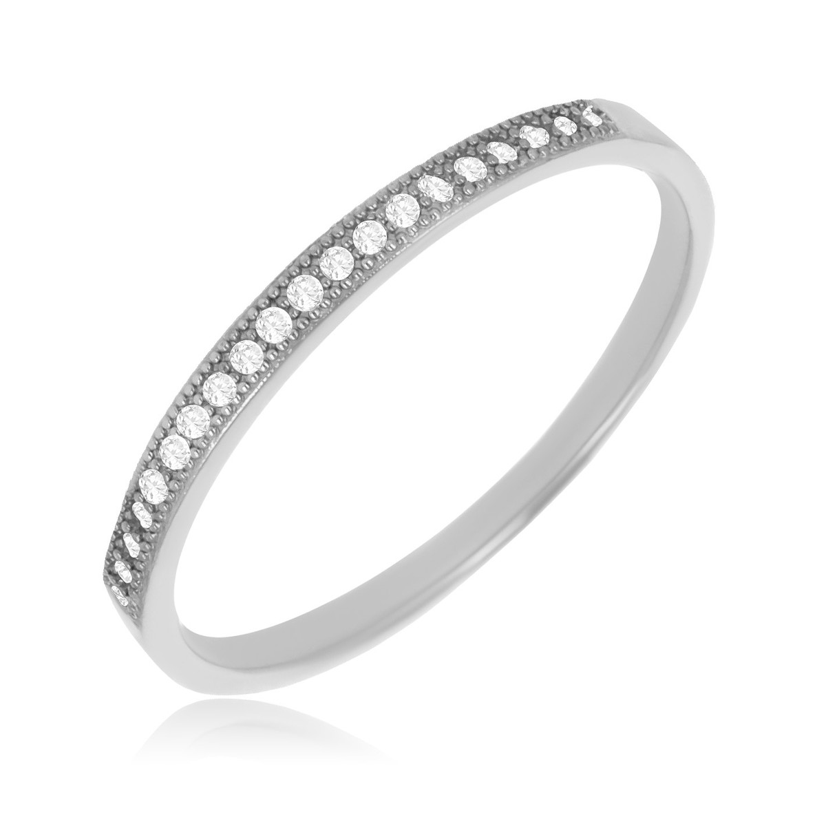 Bague argent rhodié demi alliance avec cubic zirconia
