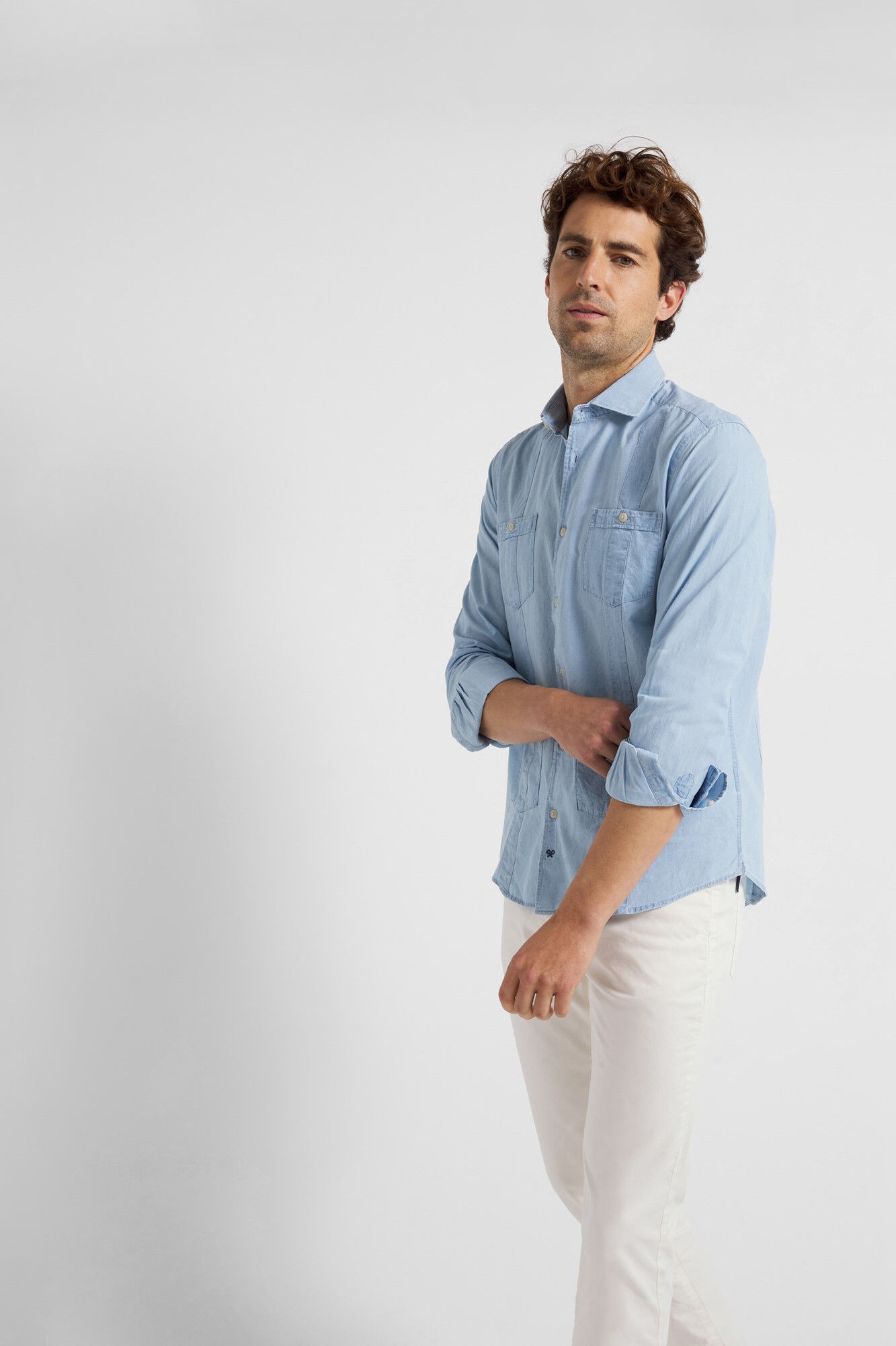 Guayabera sport jeans claro - Azul