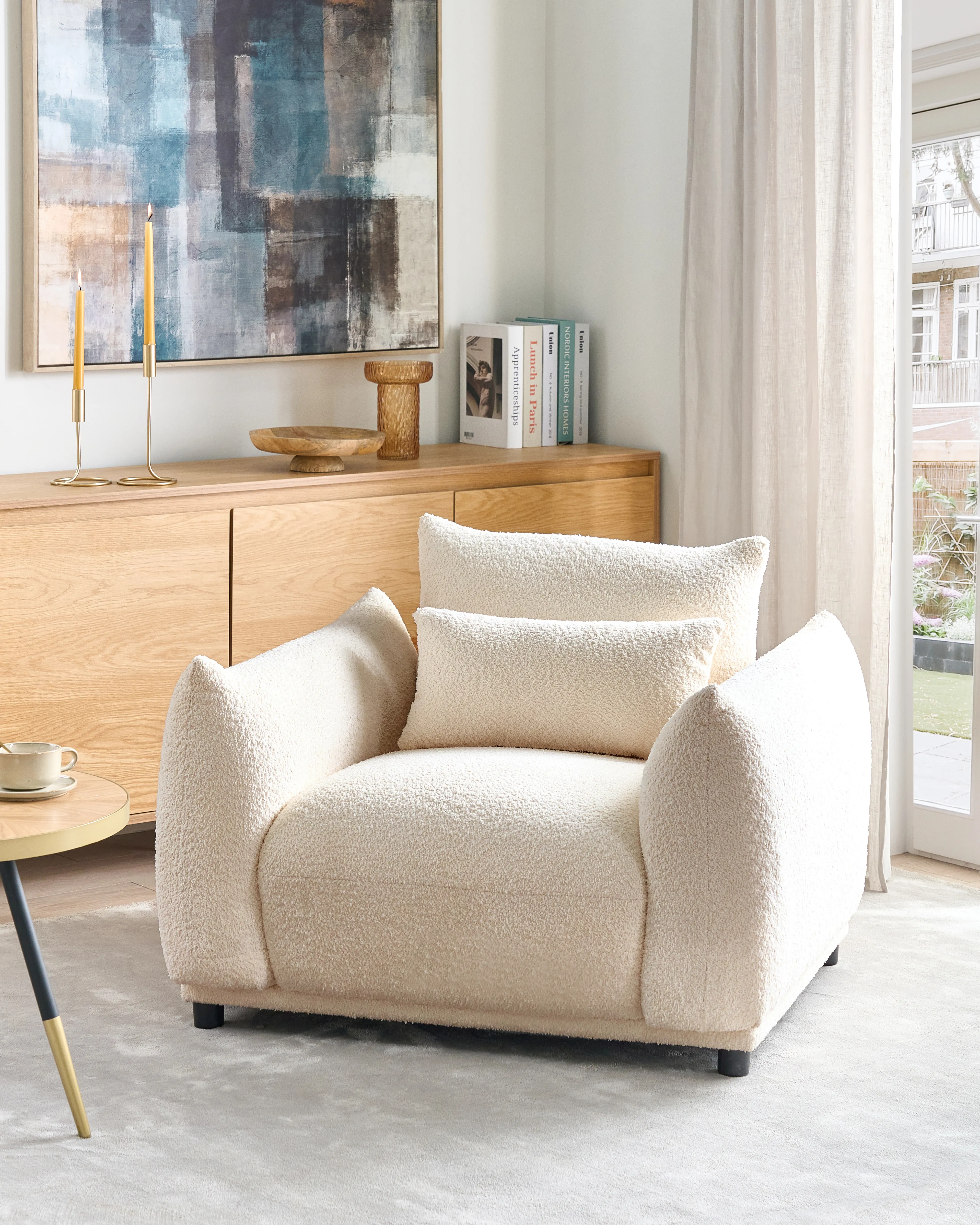 Fauteuil JAMSA Bouclé Gebroken wit