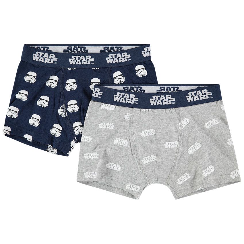 Lot de 2 boxers en coton bio print Star Wars all-over - Gris chiné