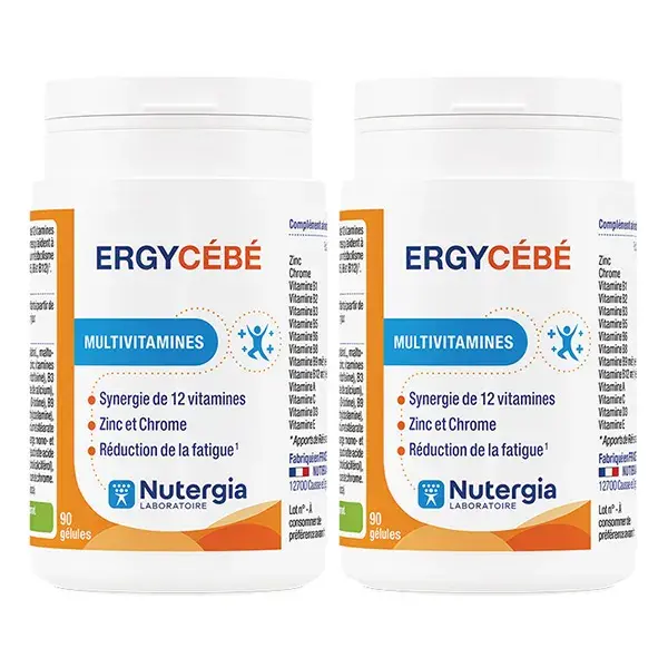 Nutergia Ergycébé Multivitamines Cure de 3 à 6 mois Lot 2 x 90 Gélules - -Fatigue, baisse de tonus