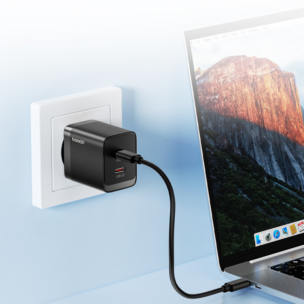 (60W) Multifunktionale Kabel Box mit Ladekabel / Adapter / SIM Karten Slot Öffner Halterung - Schwarz