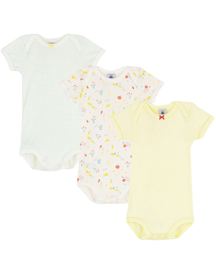 Kurzarm-Body LEMON 3er Pack in gelb/bunt
