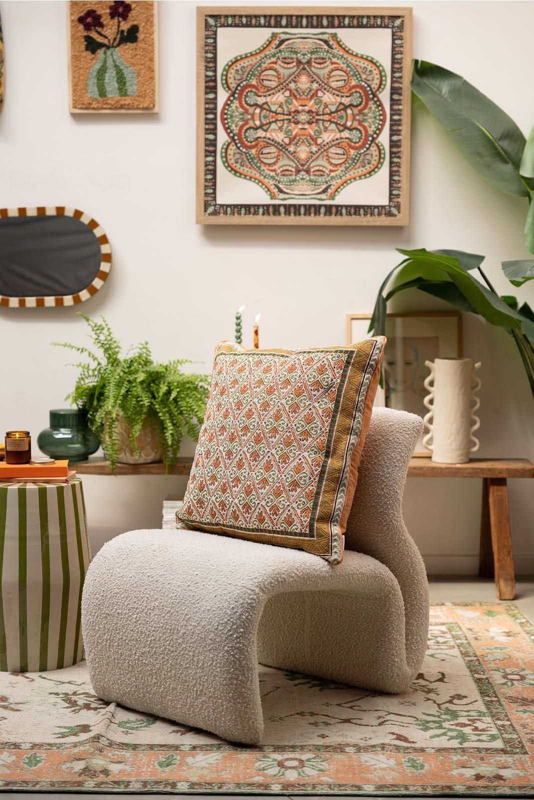 Lichtgroen jacquard kussen