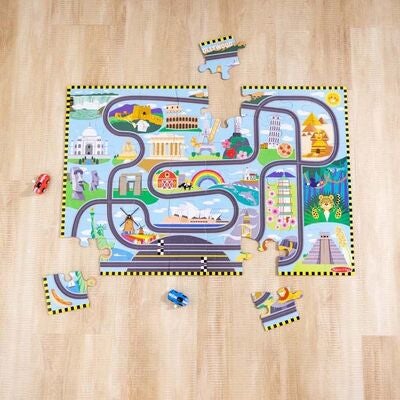 Melissa & Doug Racerbane Gulvpuslespill & Lekesett 48 Brikker