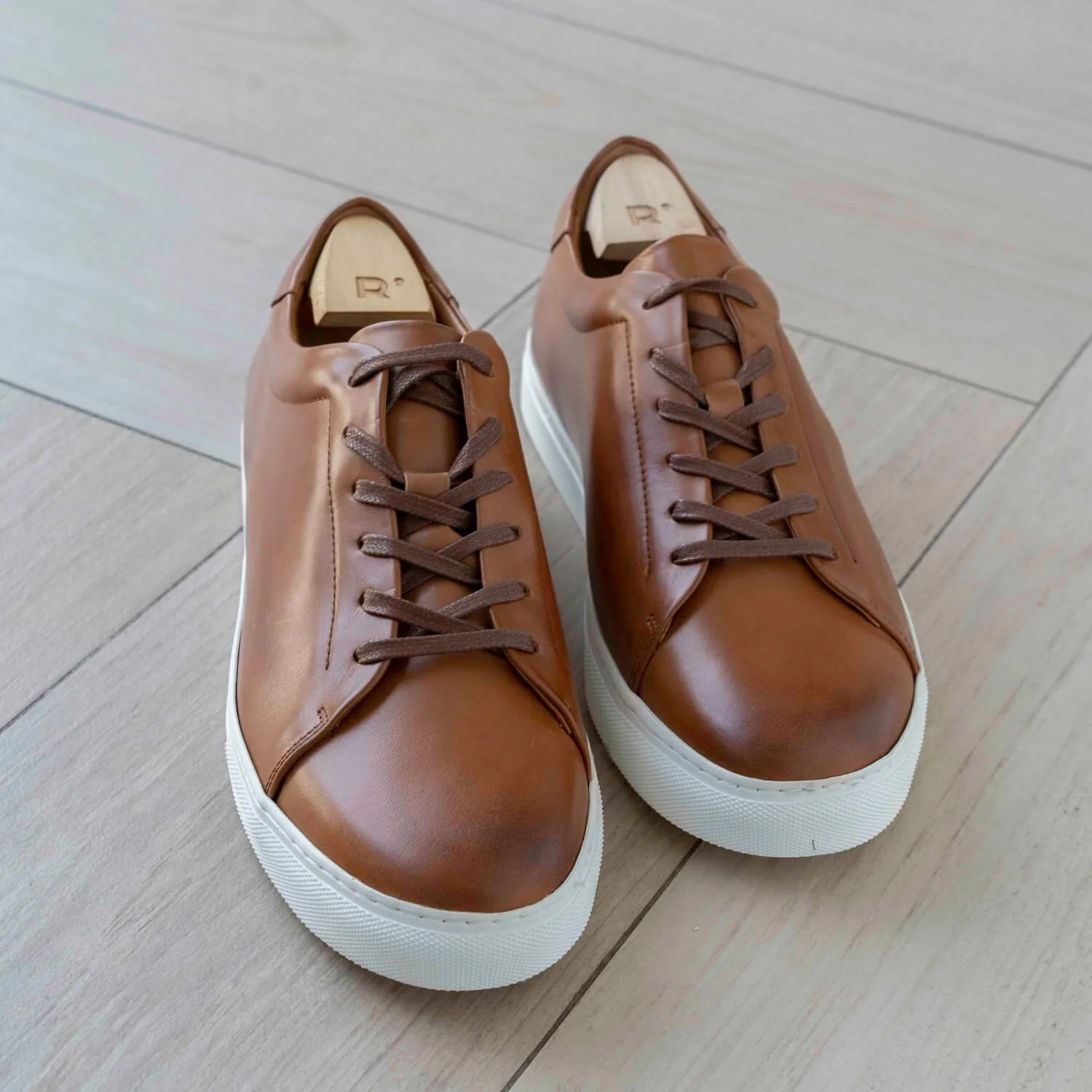 Kooper-Sneakers / Basket en cuir cognac