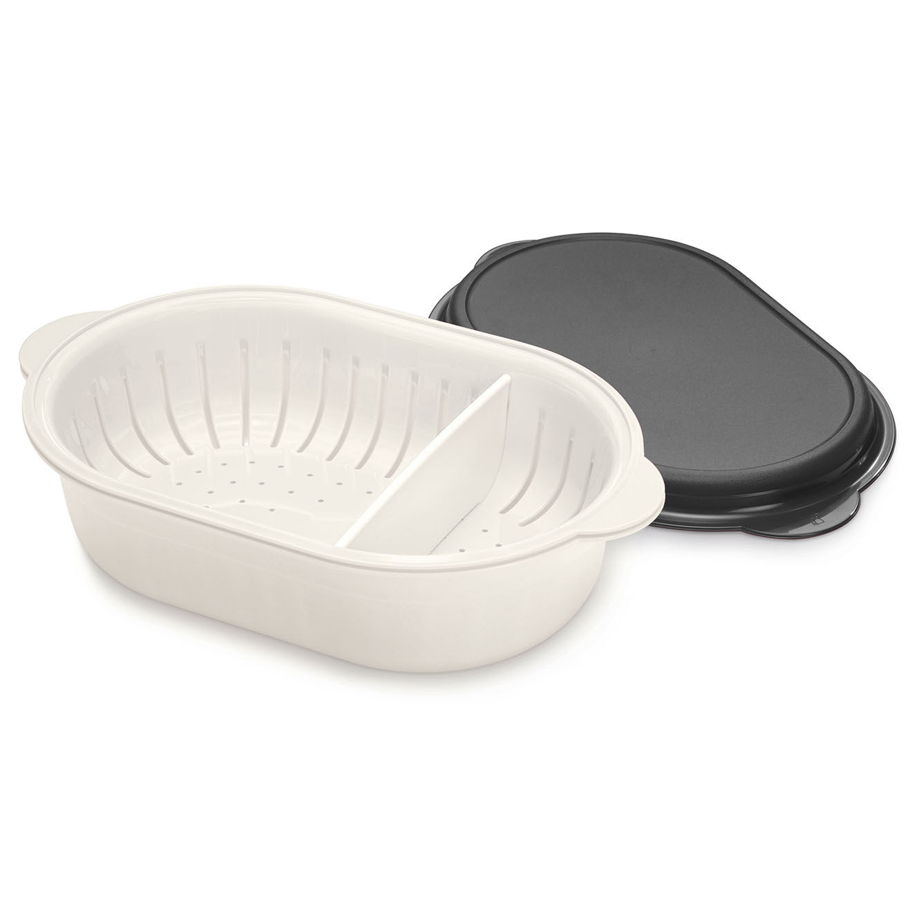Tupperware Boite avec passoire intégrée 2 compartiments blanc/noir - 2.5L