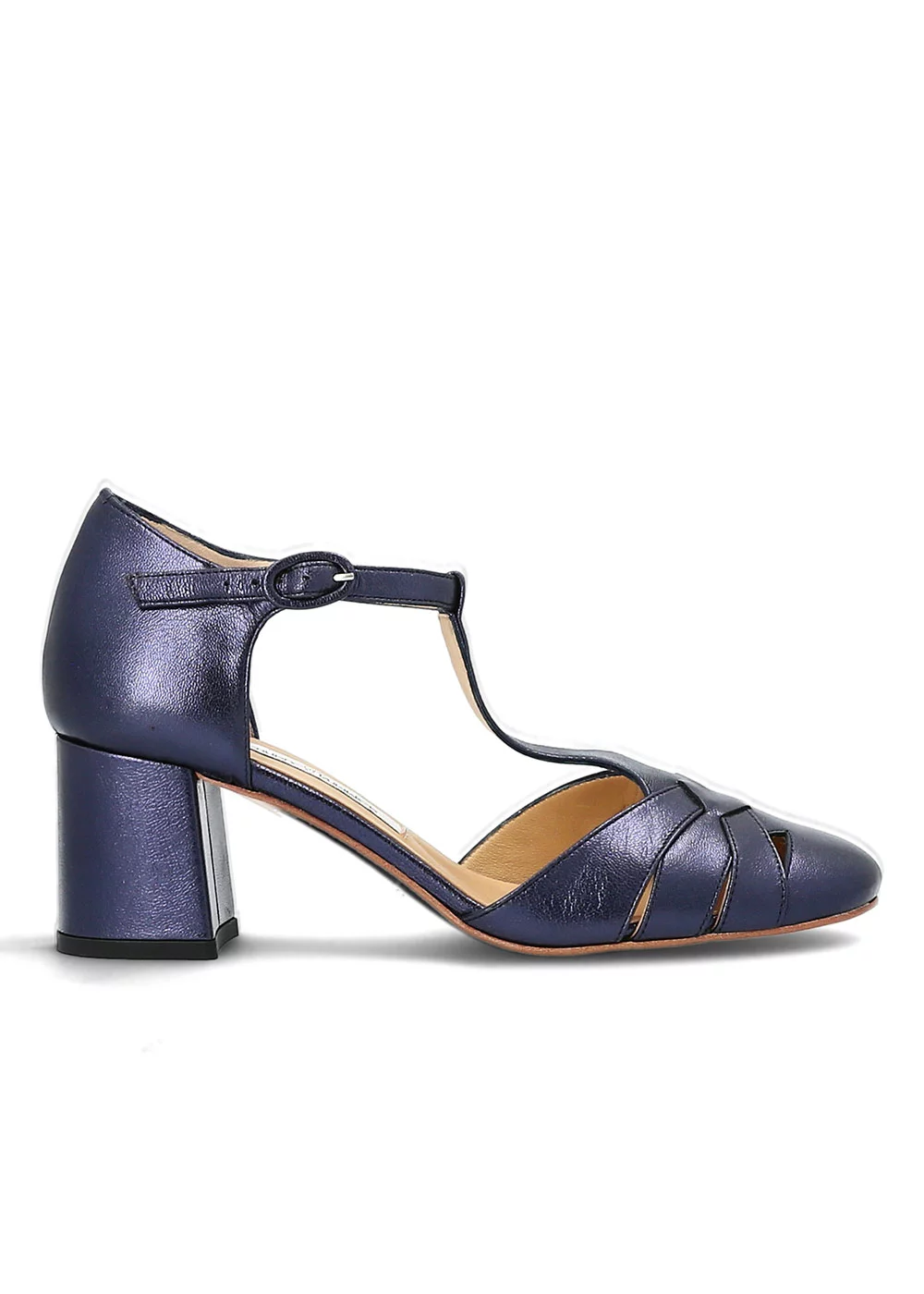 SANDALE TERNES CUIR METALLISE BLEU